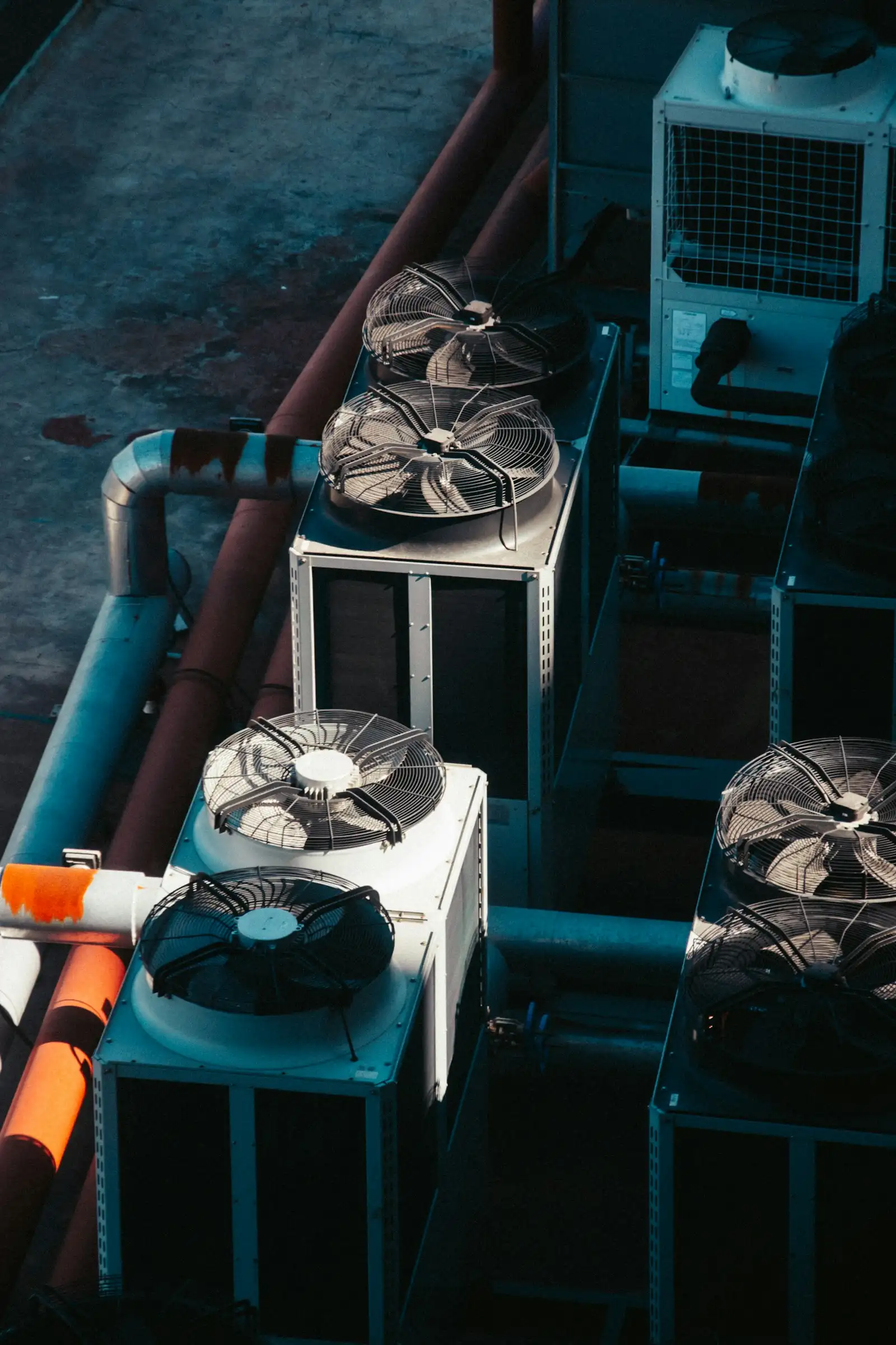 Rooftop condensing units seen from above