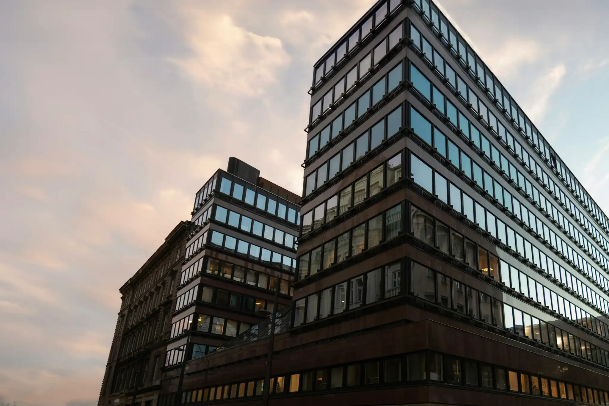 Office buildings at dusk