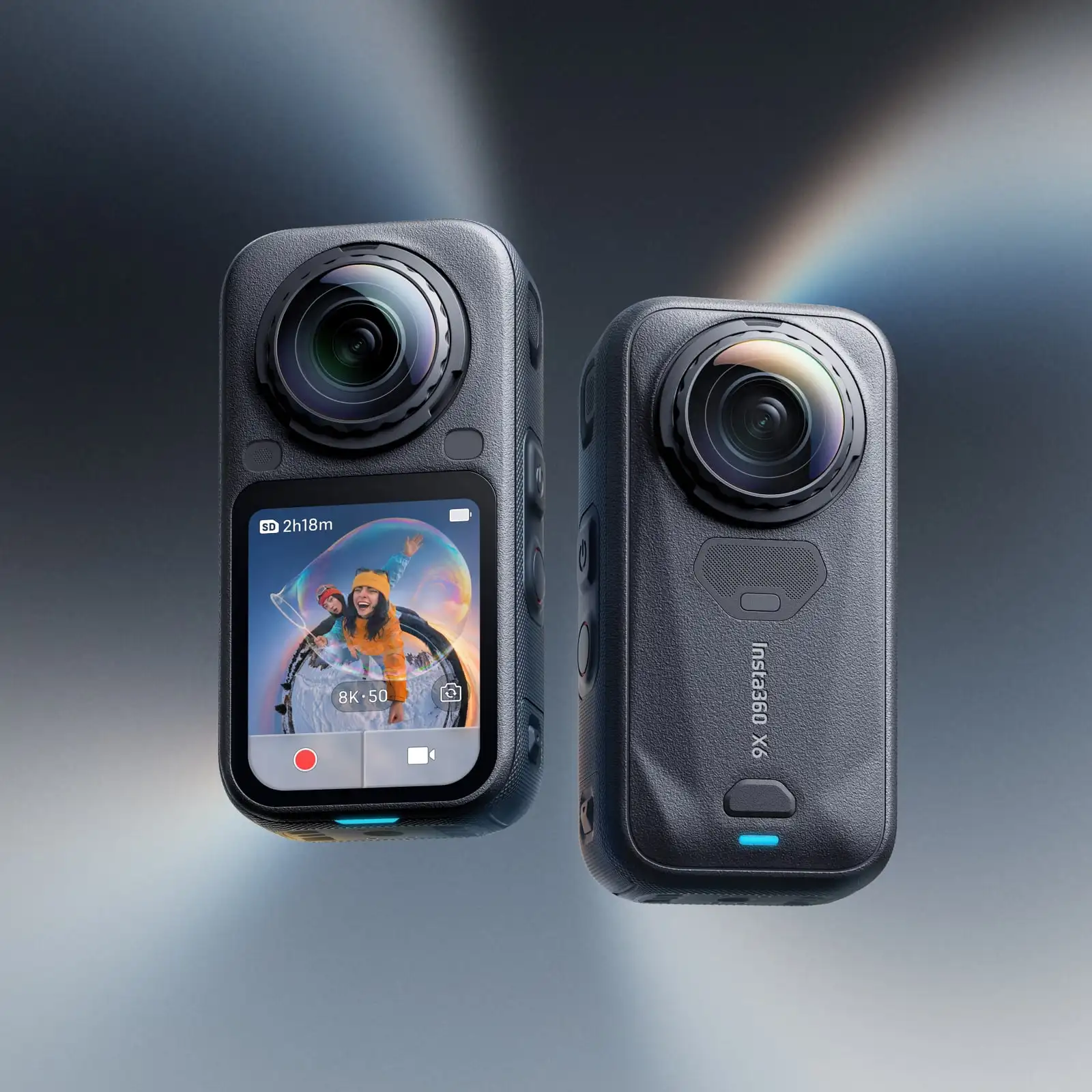 Two Insta360 X6 cameras, front and back